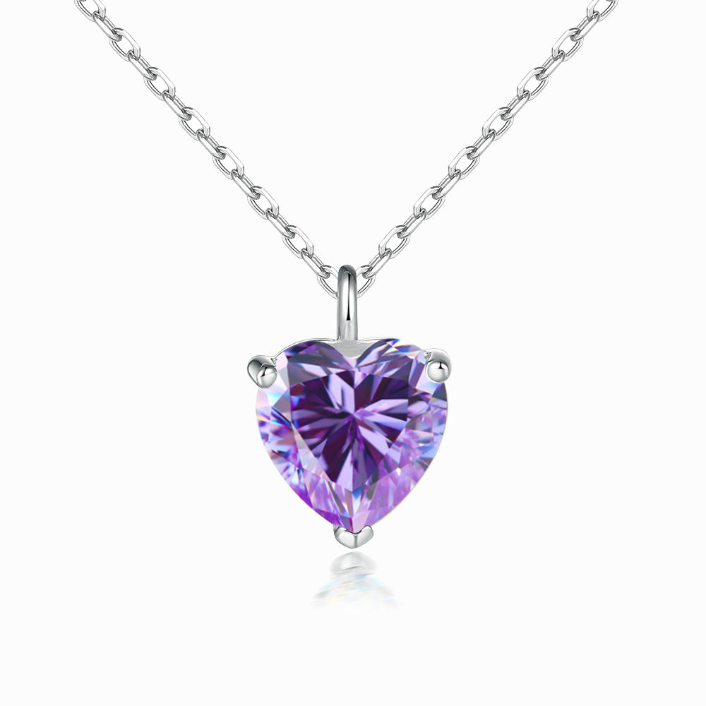 Simple Heart-shaped Zircon Pendant Necklace Versatile Maisonore