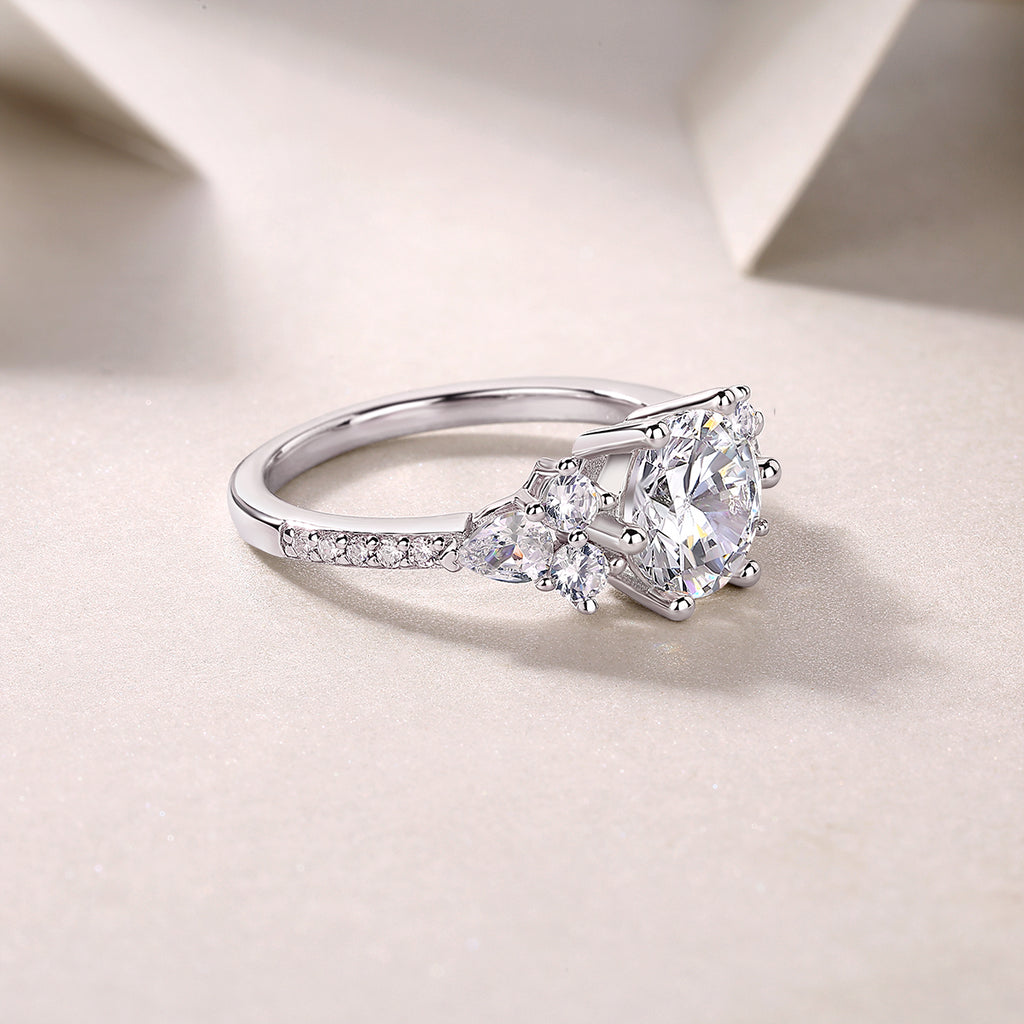 Perfect Encounter - A Wedding Ring Set With 2-carat Top-quality Moissanite S925 Silver And Platinum-plated Diamond. The Ring Can Be Inspected With A Diamond Pen eprolo