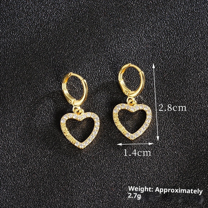 Light Luxury Inlaid Heart-shaped Women's Niche Necklace Earrings Maisonore