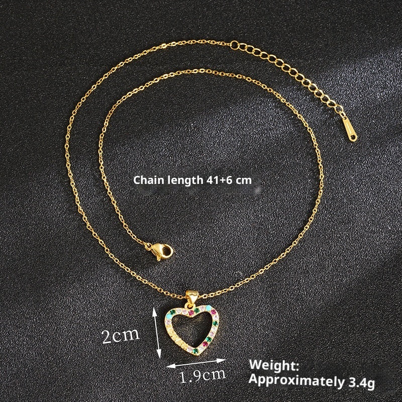 Light Luxury Inlaid Heart-shaped Women's Niche Necklace Earrings Maisonore