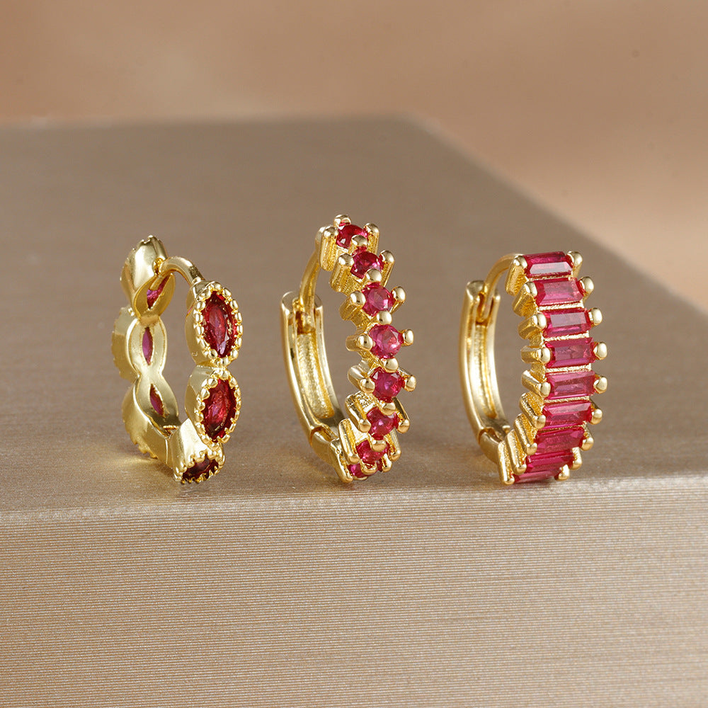 Multi-color Zircon Ear Hoop Set, Popular Fashion Trendy Exquisite Ins-style New Earrings eprolo