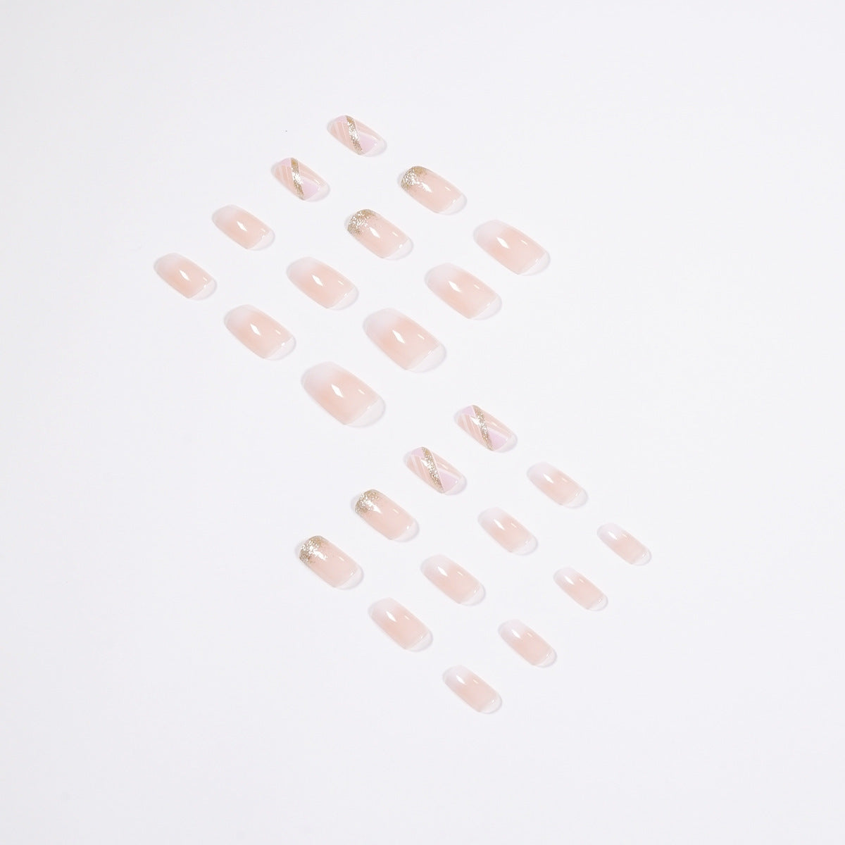 Mid-Length Press On False Nails Gradient Easy Wear Franch Reusable Natural Maisonore