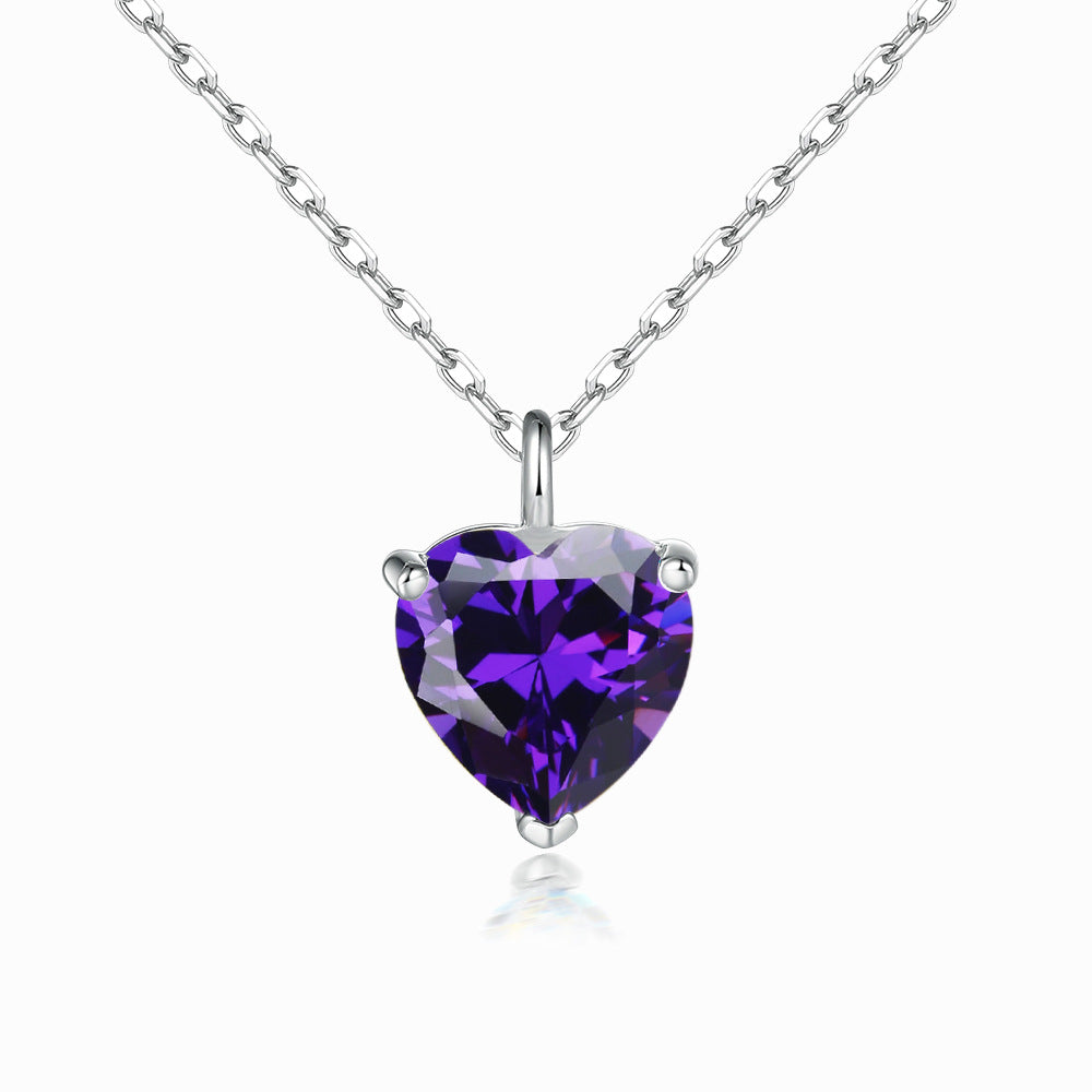 Simple Heart-shaped Zircon Pendant Necklace Versatile Maisonore